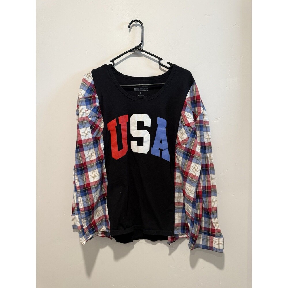 Reworked Upcycle Grunge Oversize  USA Top M/L